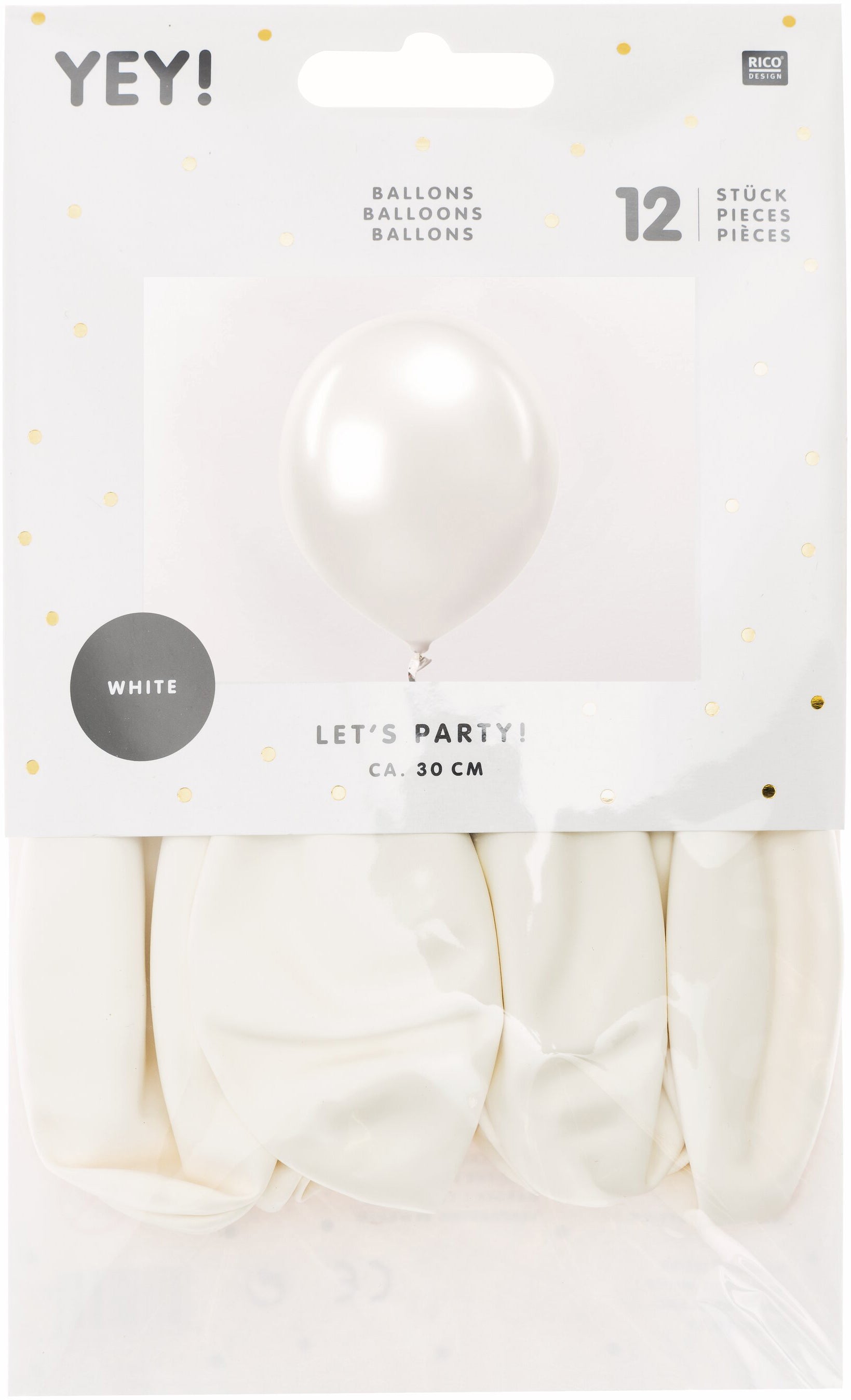RICO DESIGN Ballons 30cm 81001.00.02 blanc 12 pièces