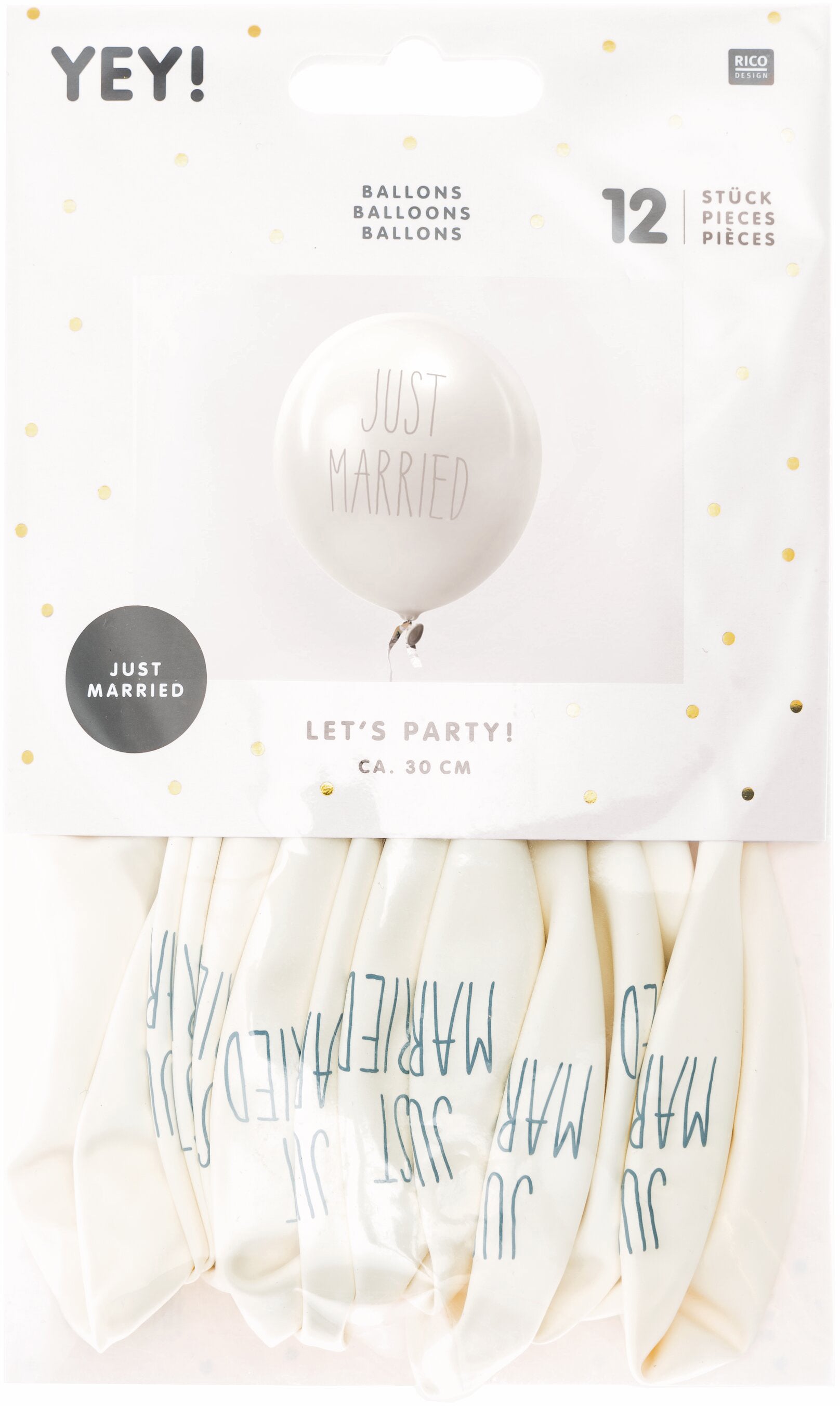 RICO DESIGN Ballons 30cm 81001.00.05 Just Married 12 pièces
