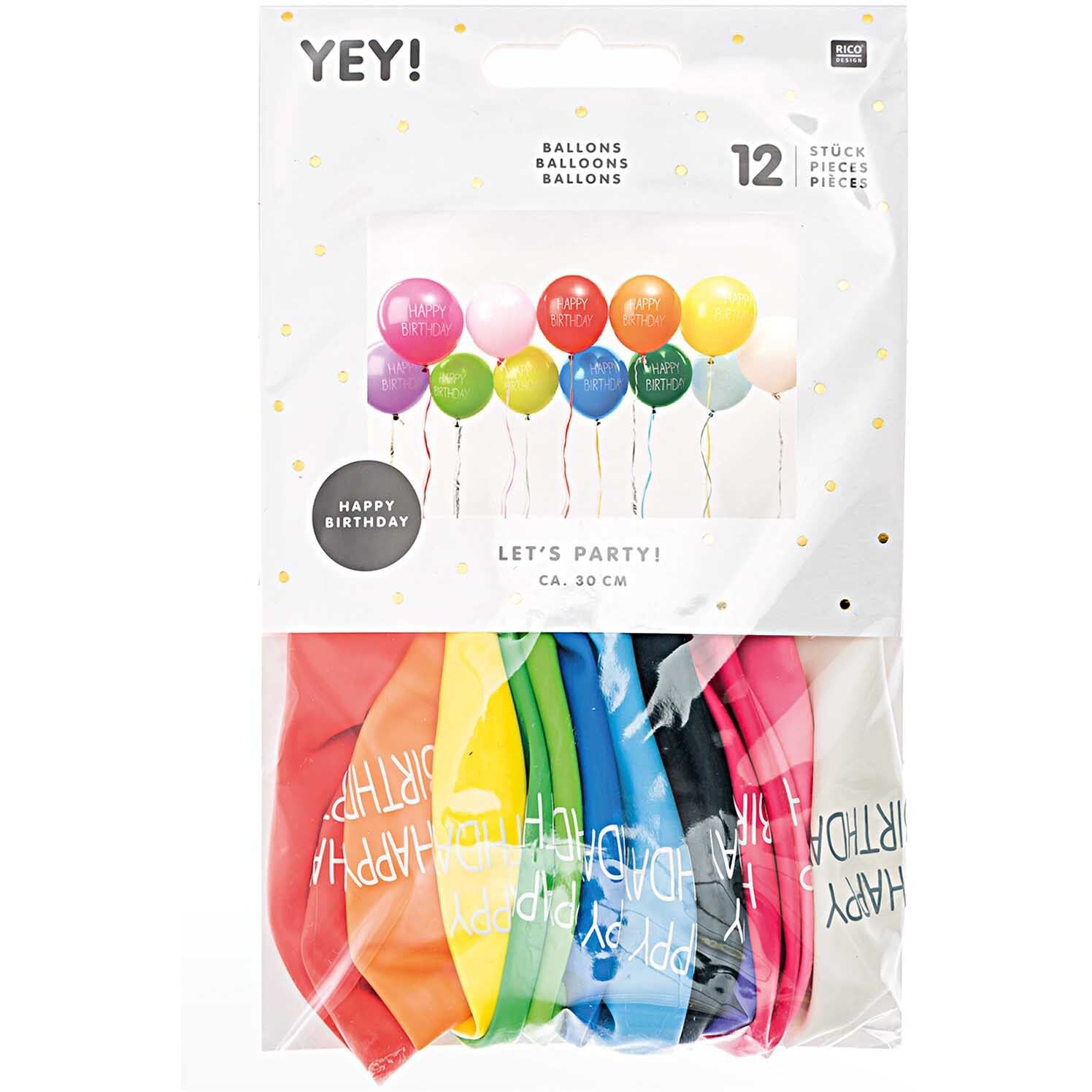 RICO DESIGN Ballons 30cm 81001.00.15 Happy Birthday
