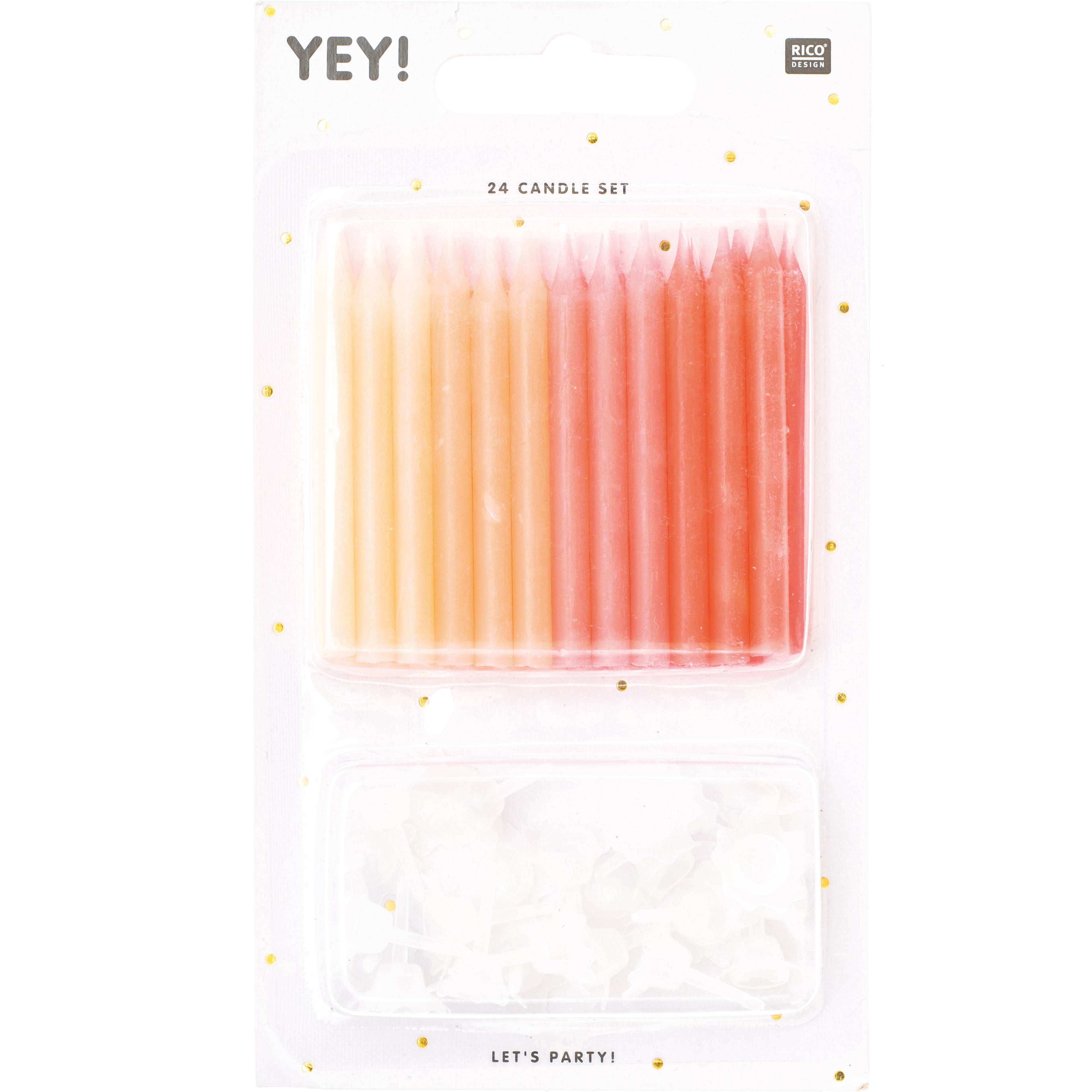 RICO DESIGN Bougies d'anniversaire 10cm 81004.01.13 fashion 24 pièces