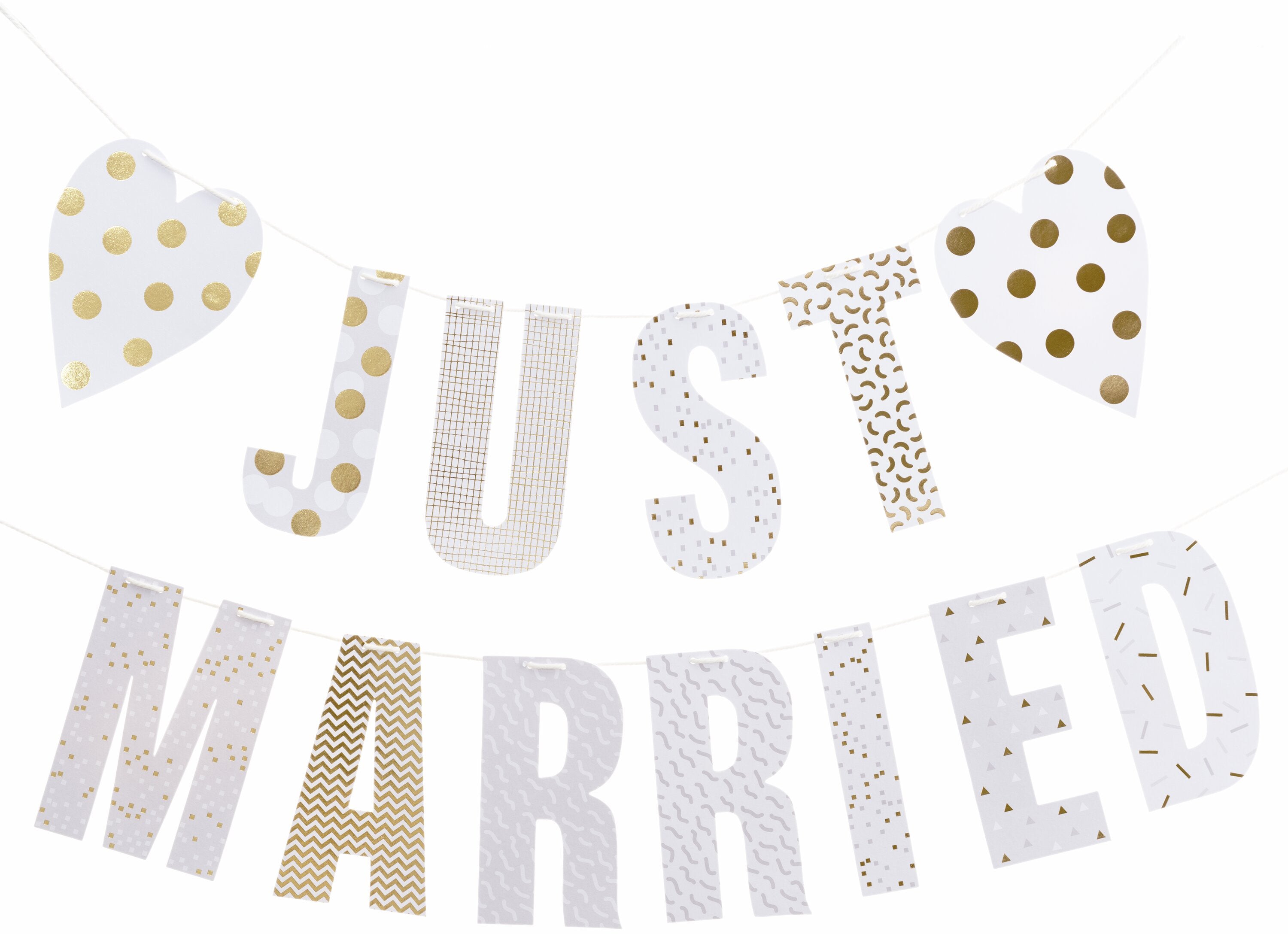 RICO DESIGN Guirlande Just Married 3m 99000.64.52 blanc, or