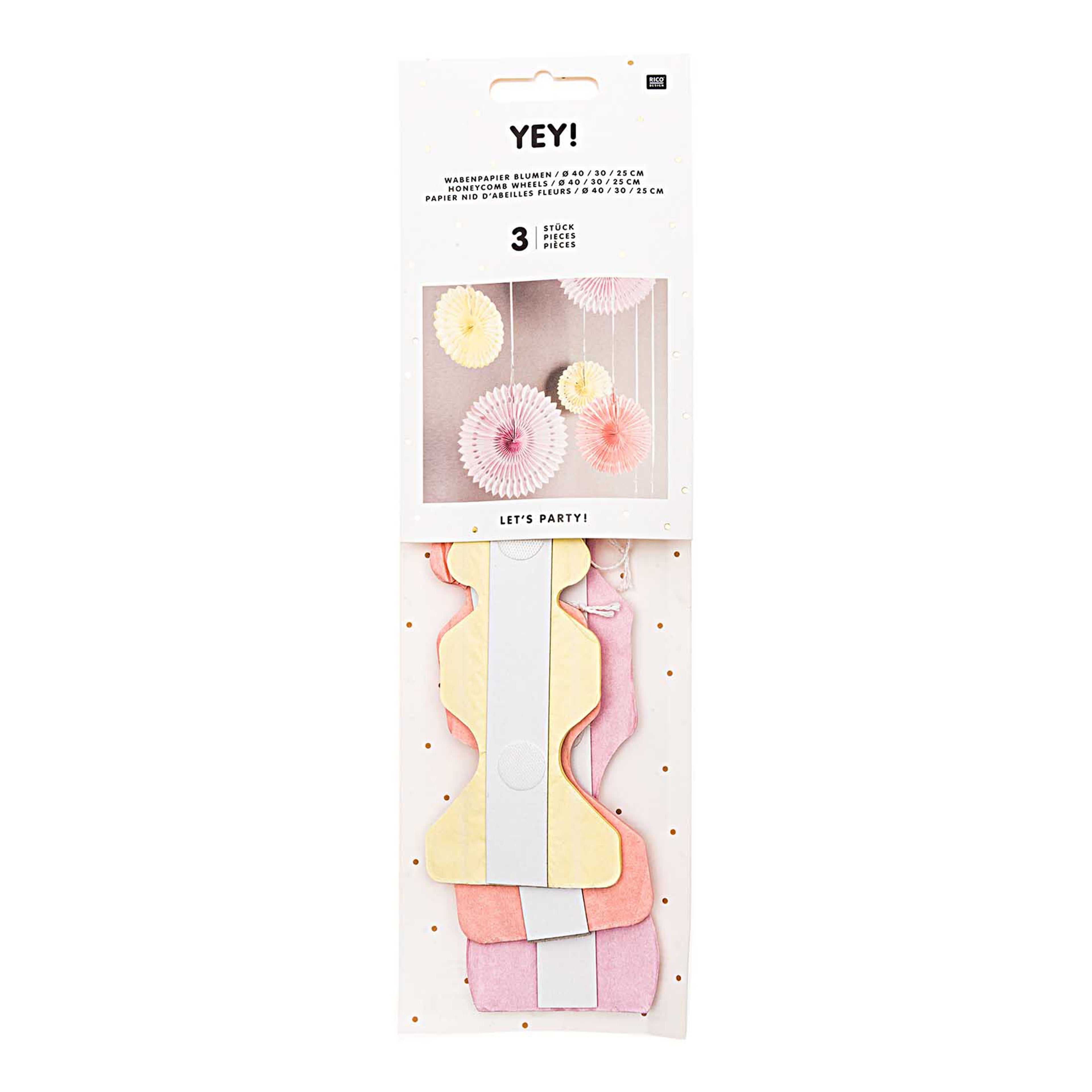 RICO DESIGN Papier alvéolé 25-40cm 99001.71.17 Fleurs, été 3 pièces
