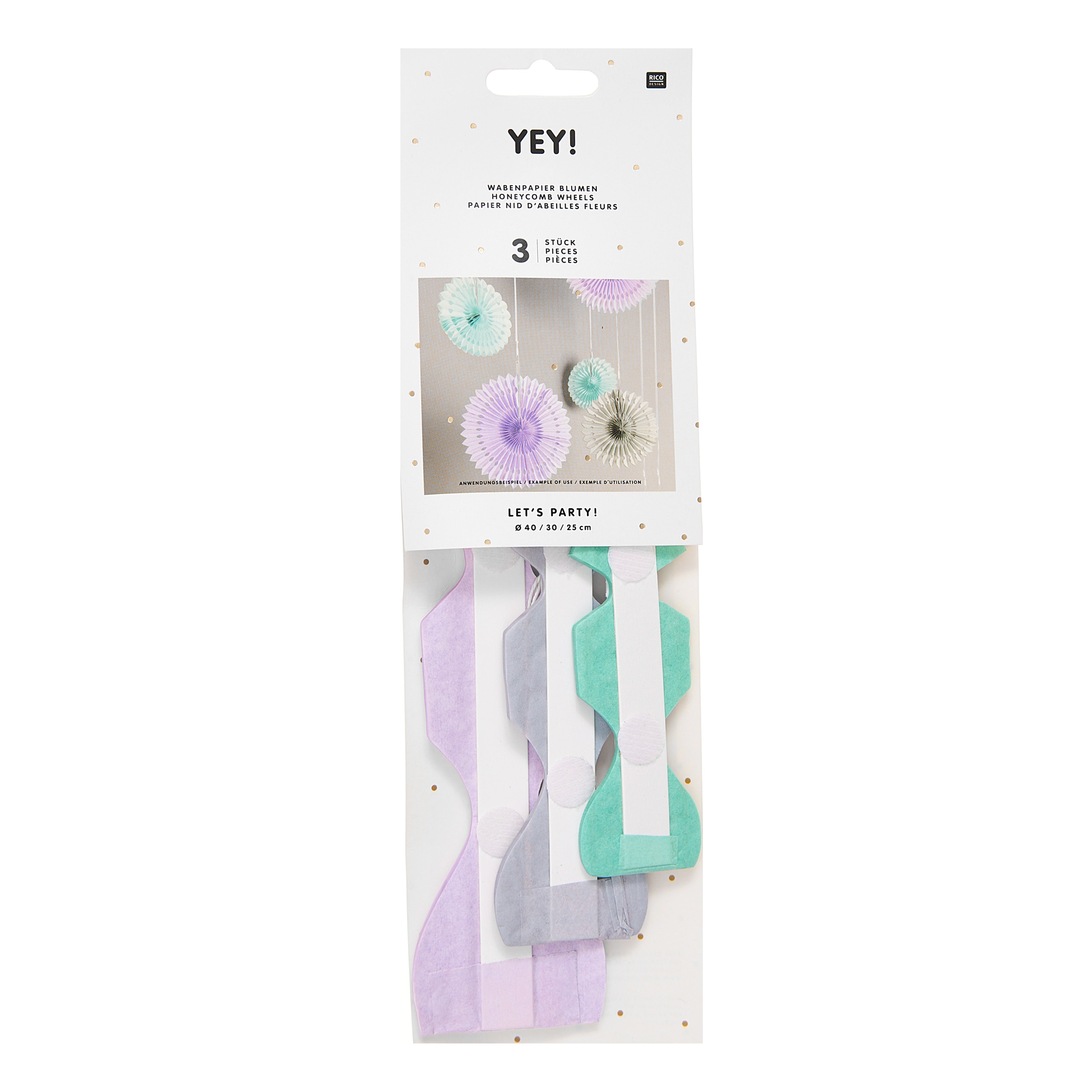RICO DESIGN Papier alvéolé 25-40cm 99001.71.18 Fleurs, pastel 3 pièces