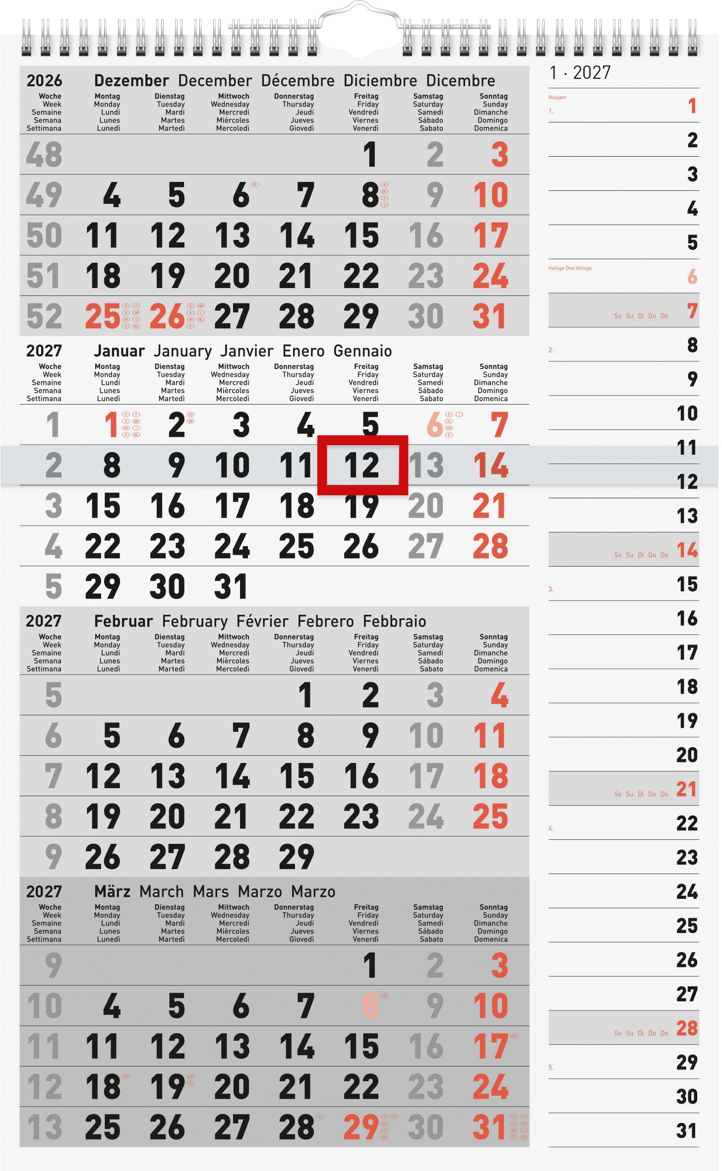 RIDOIDE   Planificateur 4 mois      2027