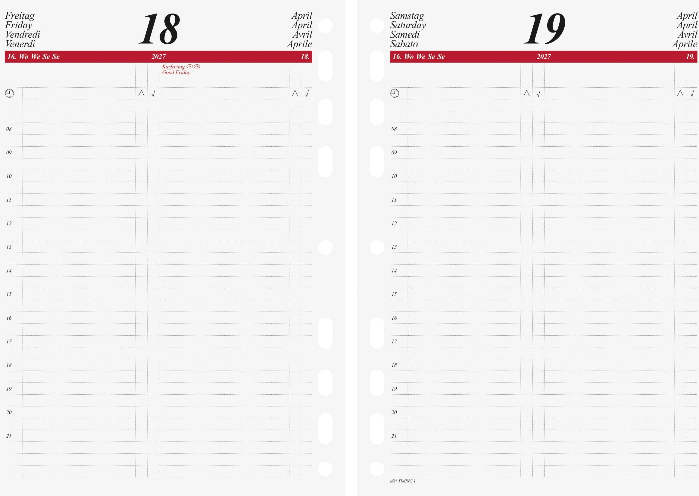 RIDOIDE   Timing 1 calendrier jour. 2027