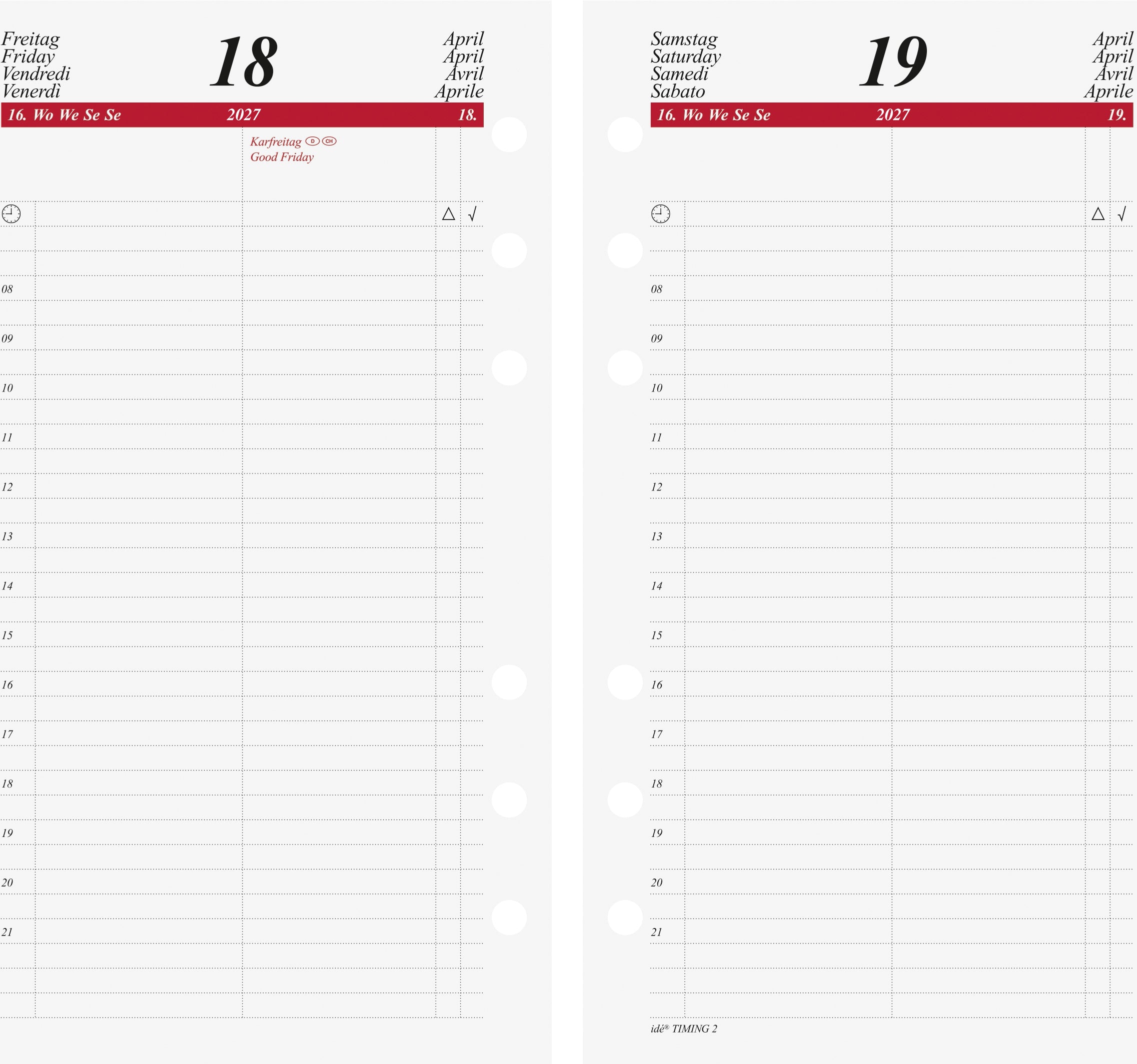 RIDOIDE   Timing 2 calendrier jour. 2027