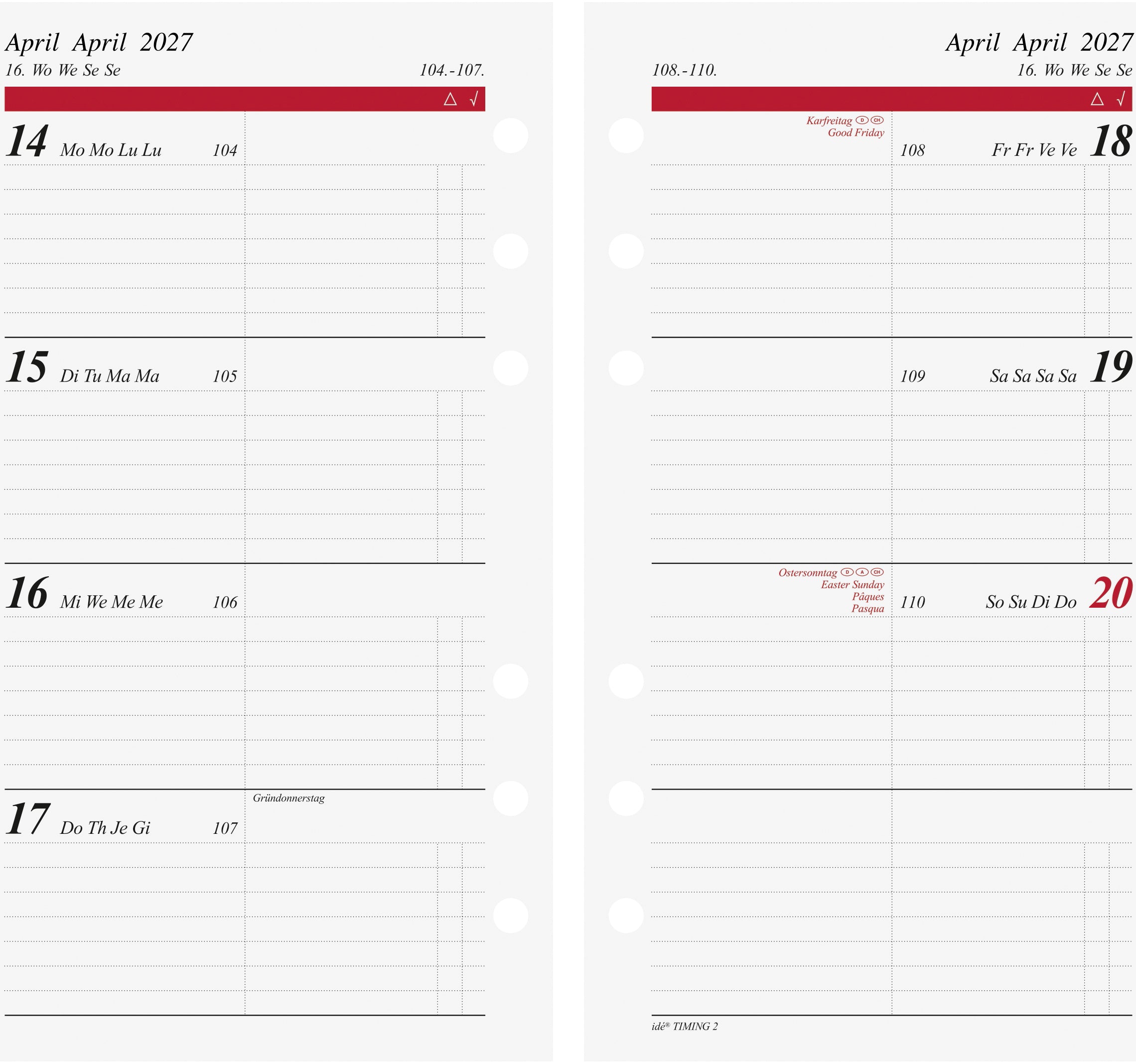RIDOIDE   Timing 2 calendrier sem.  2027