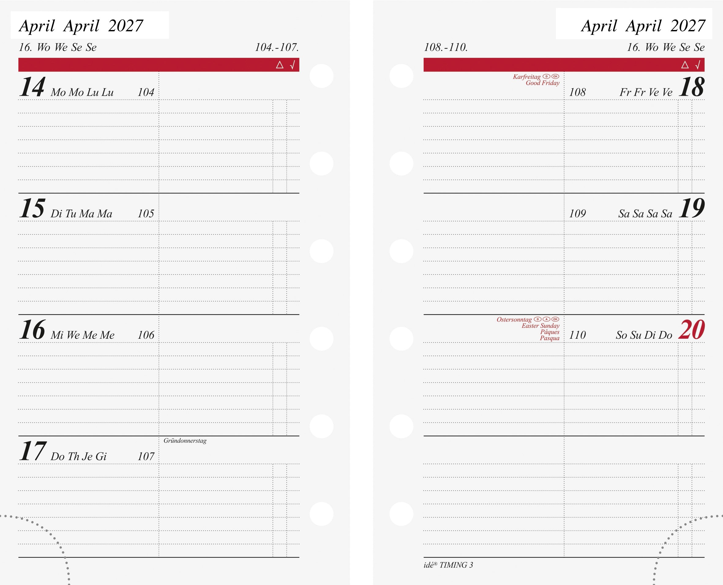 RIDOIDE   Timing 3 calendrier sem.  2027
