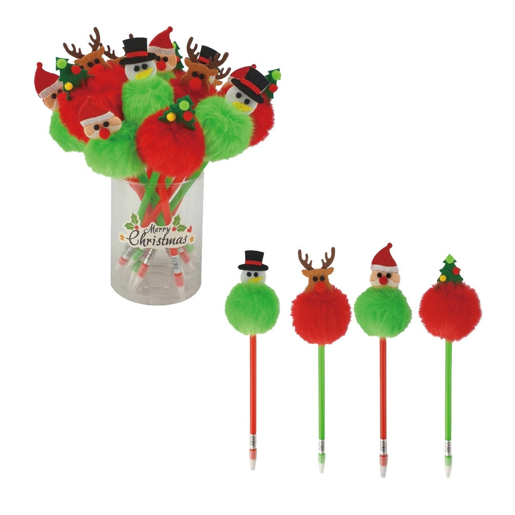 ROOST Stylo à bille PomPom XBP-002 X-mas 4 ass.