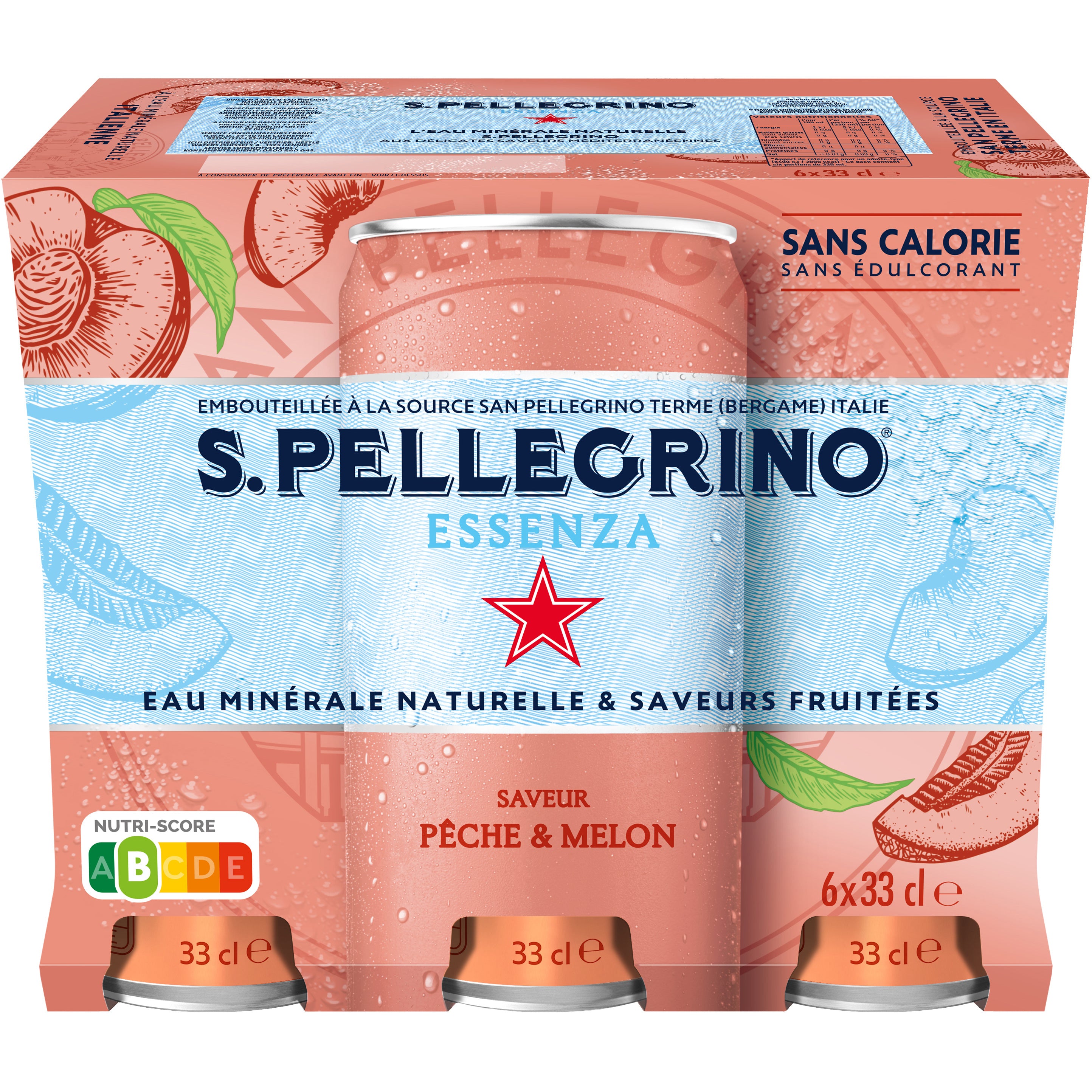SAN PELLEGRINO Pêche-Melon 12602855 Essenza 33 cl, 6 pcs.