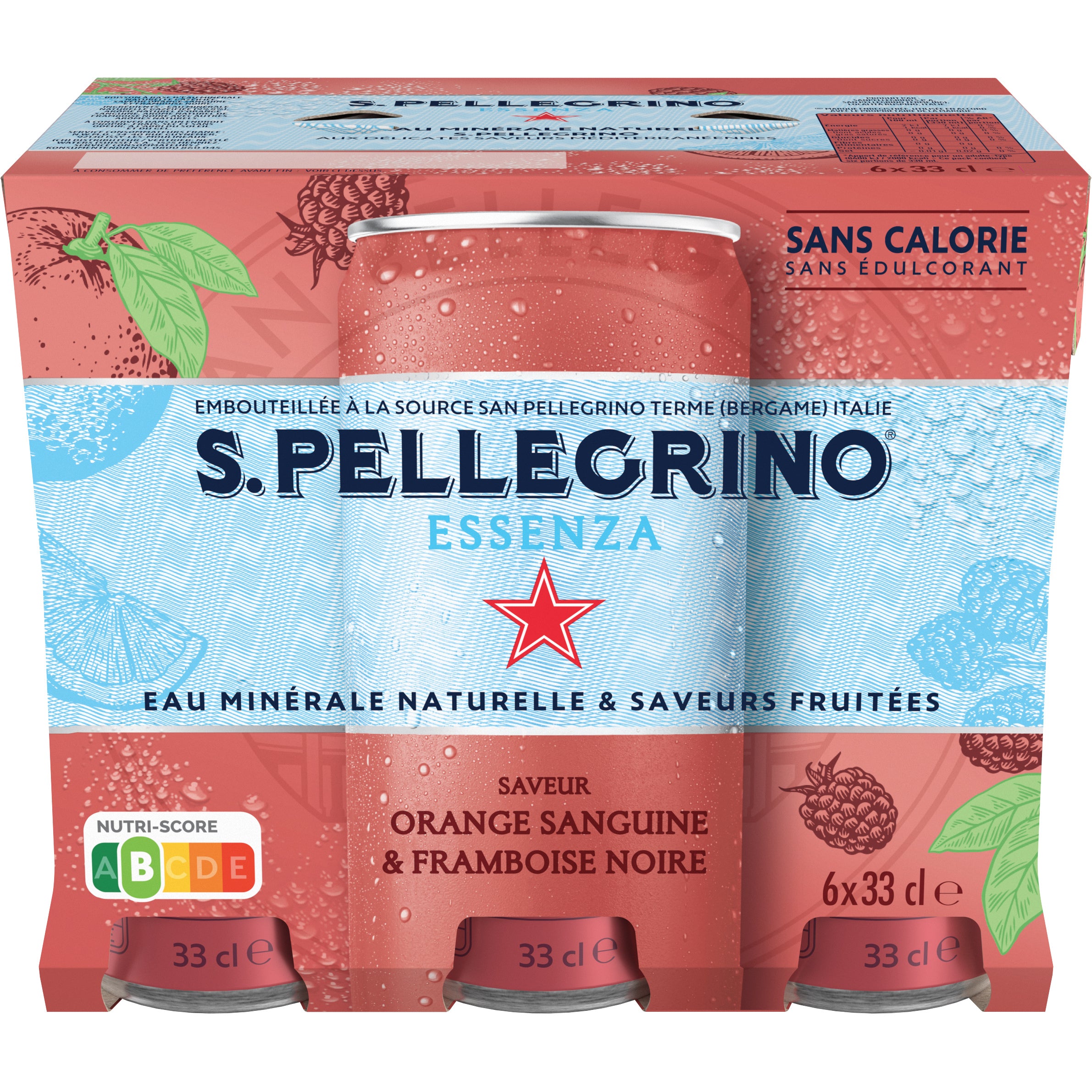 SAN PELLEGRINO Blood Orange-Framboise noire 12602867 Essenza 33 cl, 6 pcs.