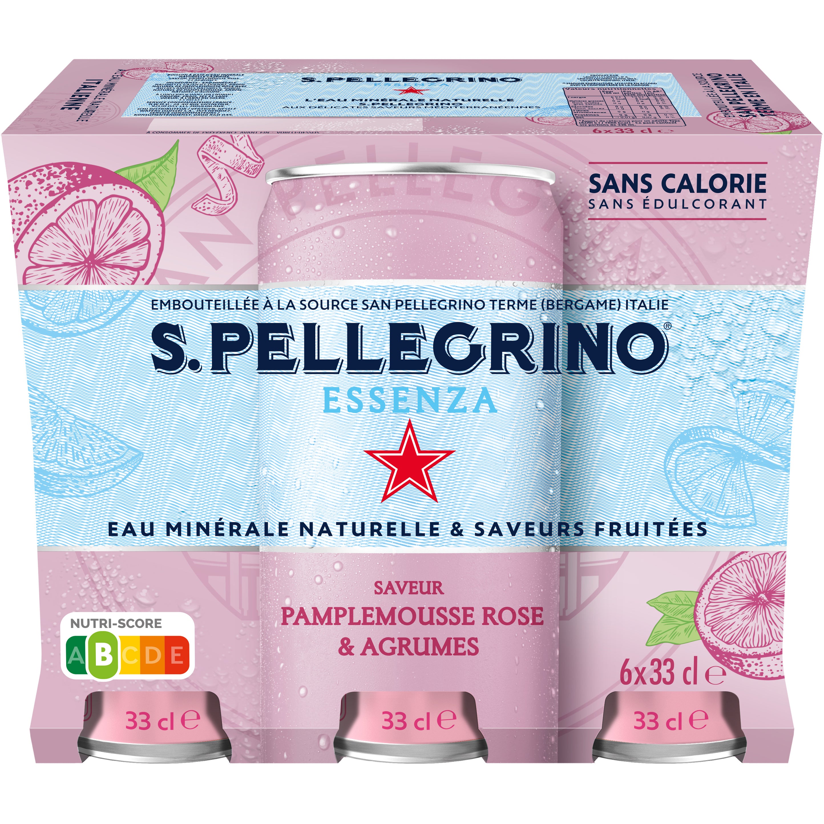 SAN PELLEGRINO Pamplemousse rose-Agrumes 12602874 Essenza 33 cl, 6 pcs.