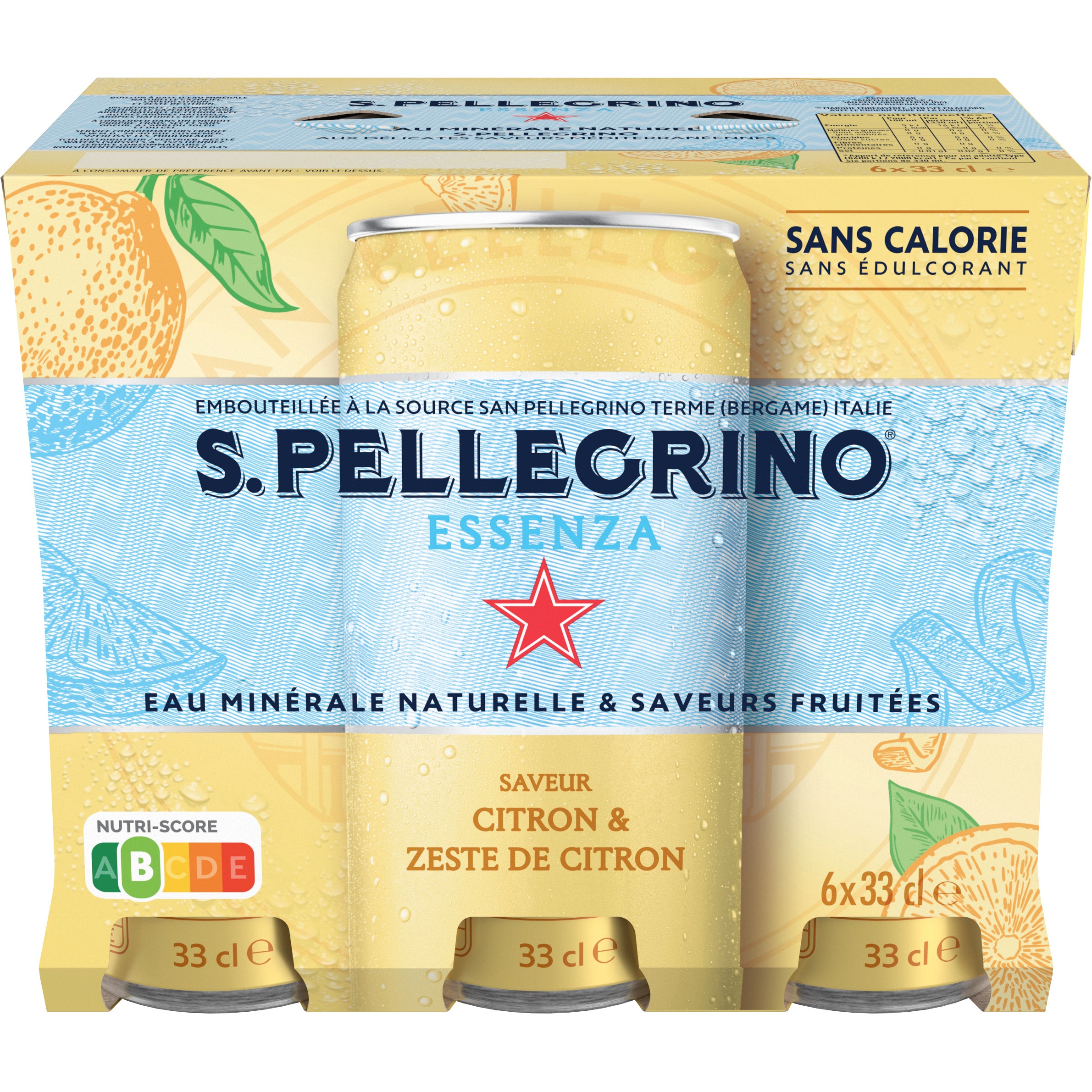 SAN PELLEGRINO Citron-Zeste de citron 12602944 Essenza 33 cl, 6 pcs.