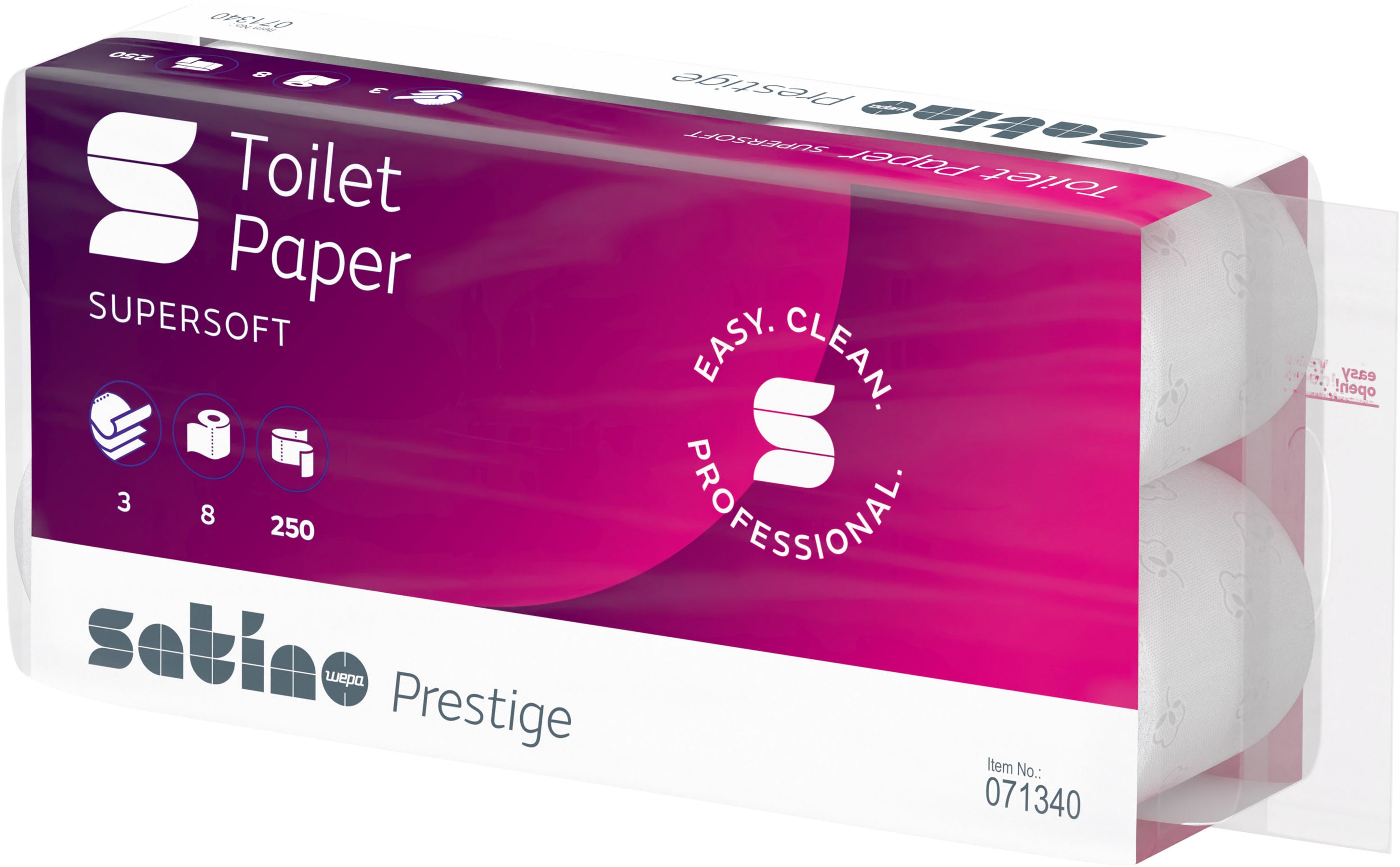 SATINO Papier de toilette Prestige 572051 3 plis, 8 roul. à 250 flls.