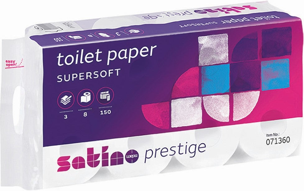 SATINO Papier toilette Prestige 600935 150 Coupons, 8 rotoli