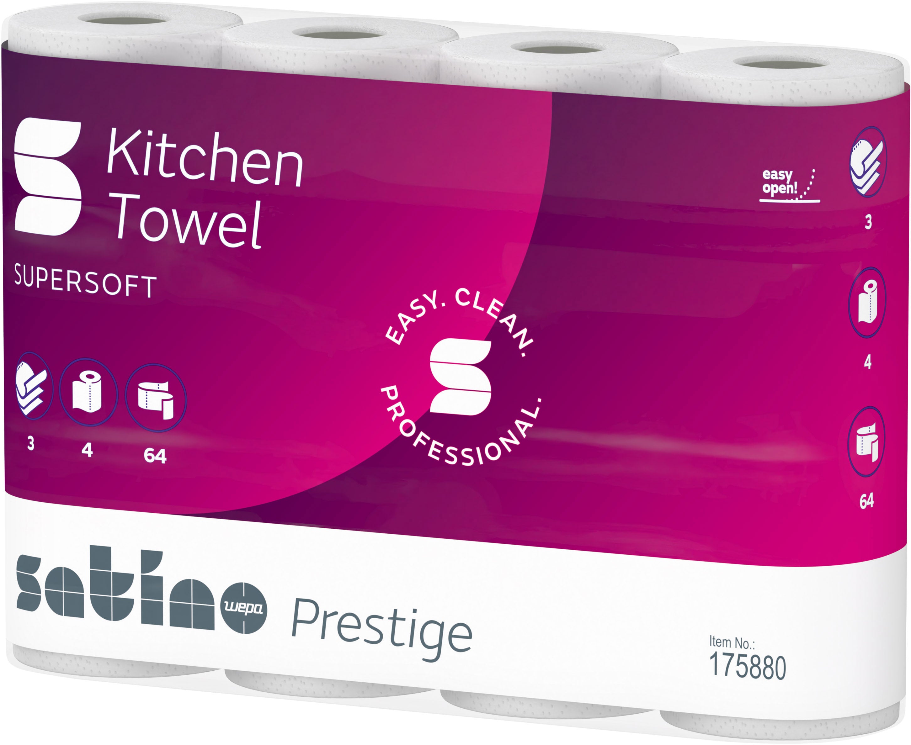SATINO Papier ménage Satino 26x22cm 627885 3 plis, 4 roul. / 51 flls.