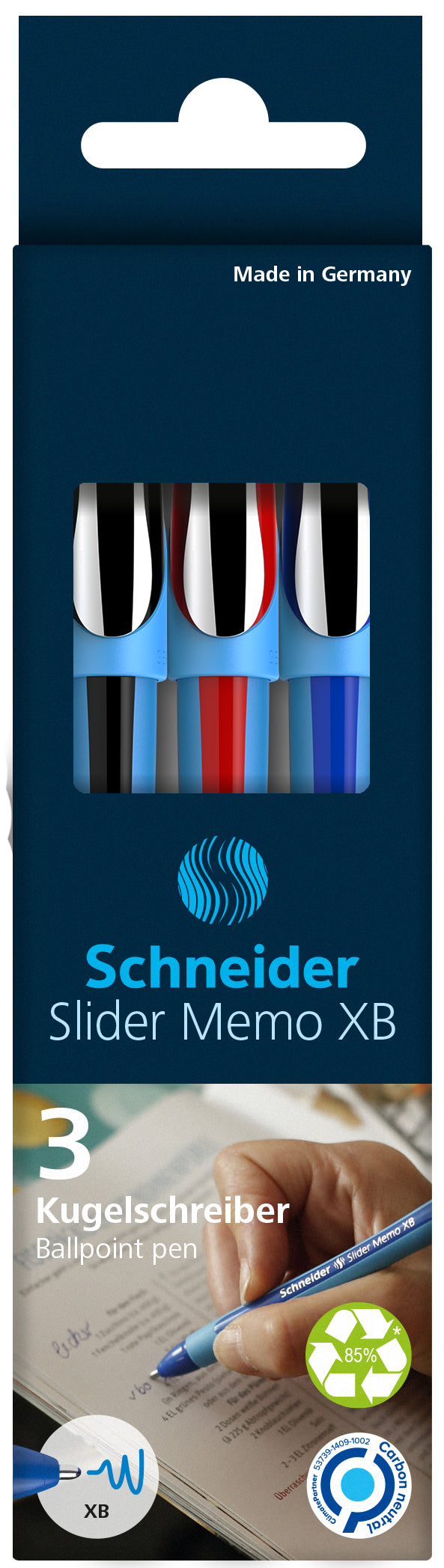SCHNEIDER Stylo à bille Slider Memo XB 150293 ass. étui 3 pcs.