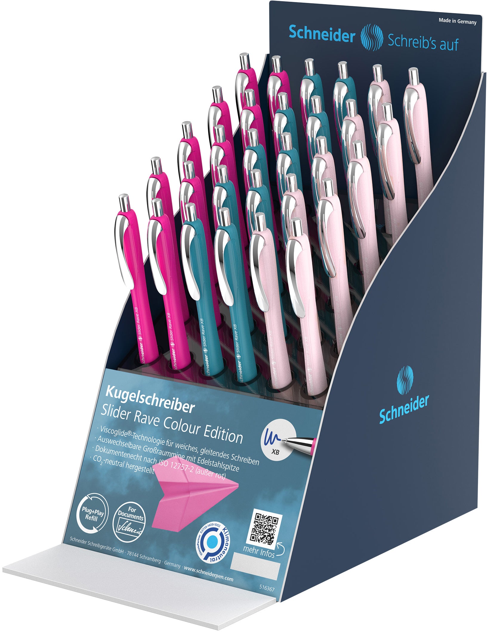 SCHNEIDER Stylo à bille Slider Rave XB 399602 Display,couleur ass. 30 pcs.