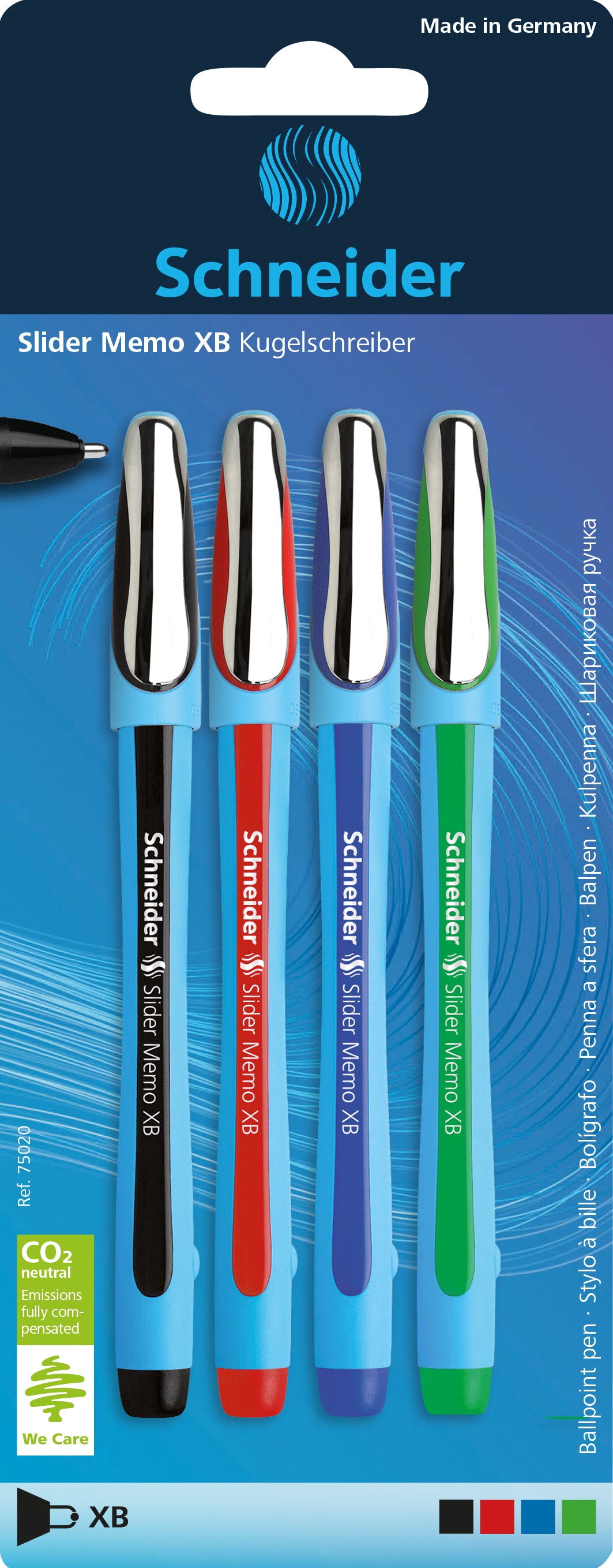 SCHNEIDER Stylo à bille Slider Memo XB 75020 ass., 4 pcs.