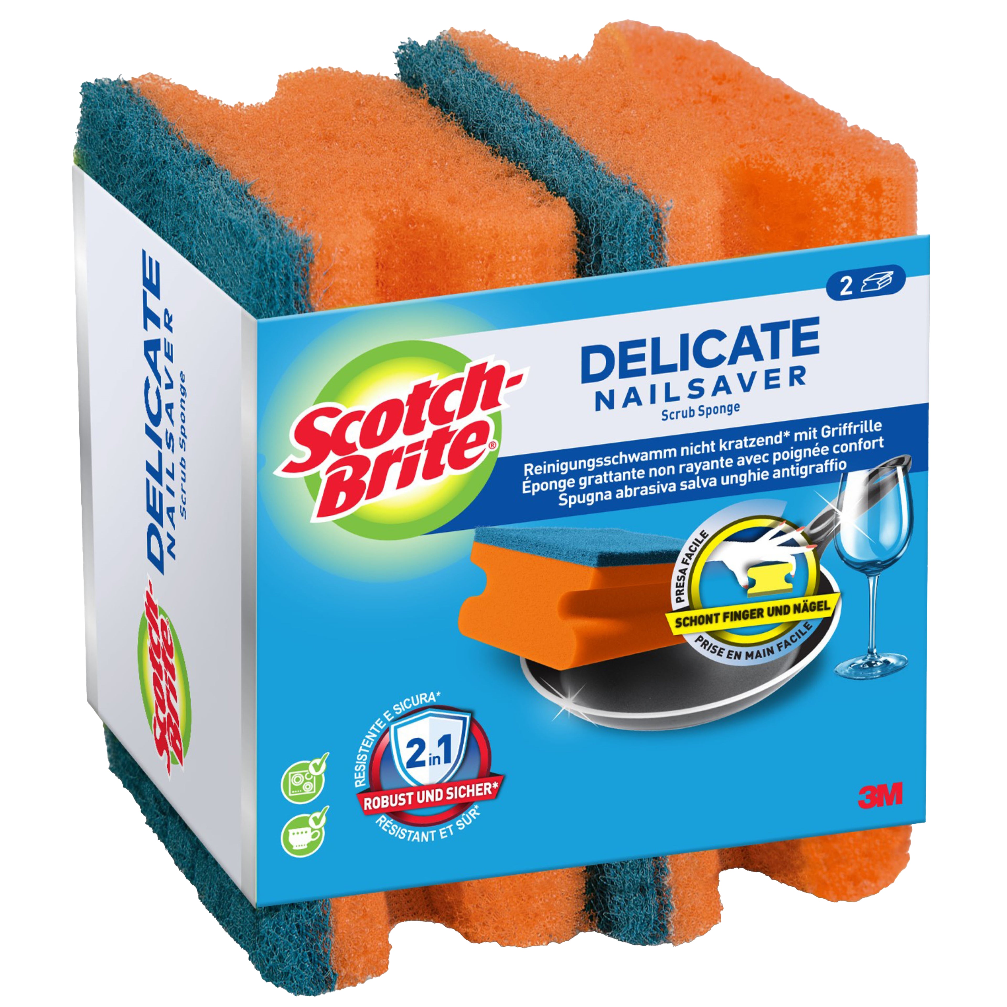 SCOTCH-BRITE Delicate, Éponge DENS2CH bleu/orange 2 pcs.