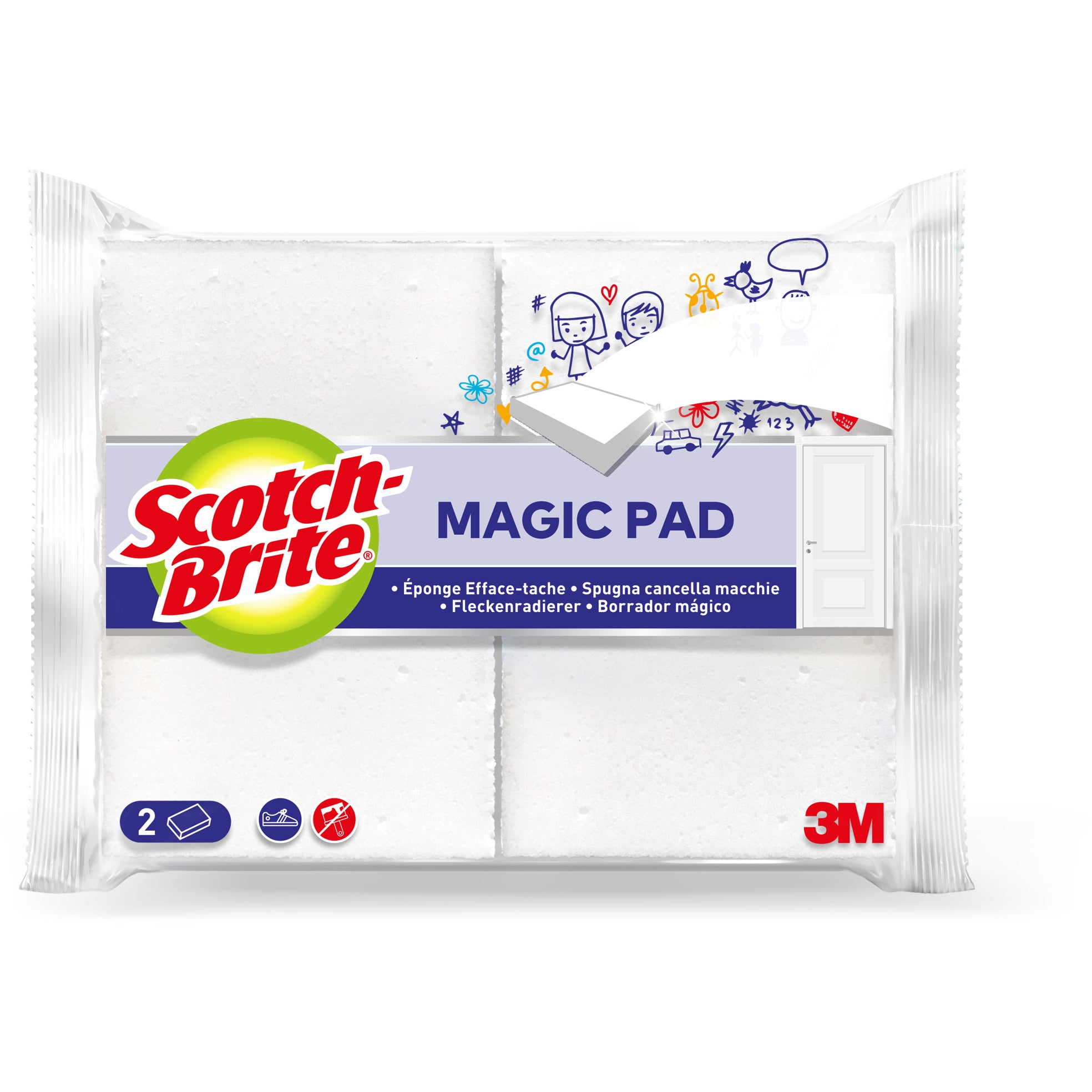 SCOTCH-BRITE Gomme tache 11x7x3cm SB831/2 Magic2, blanc 2 pcs.