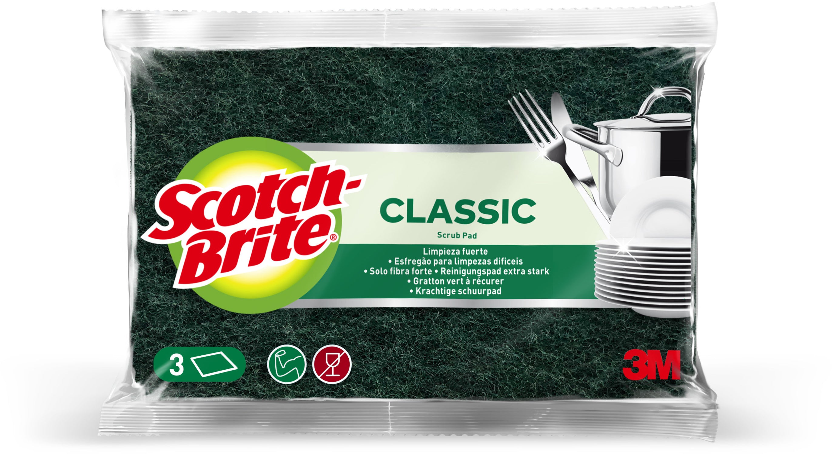 SCOTCH-BRITE Nettoyant de casserole Brite SBCLSP3 vert, 3 pièces