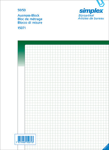 SIMPLEX Livre mesurage vert A4 15071 papier autocopiant 50x2 flls.