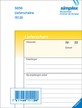 SIMPLEX Bon de livraison D A6 15120D jaune/blanc 50x2 feuilles