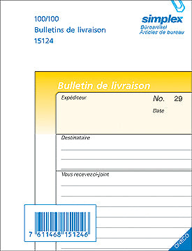 SIMPLEX Bon de livraison F A6 15127F blanc/jaune 50x3 feuilles