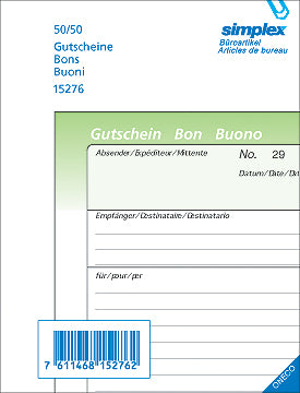 SIMPLEX Bons A6 15277 vert/blanc 100x2 feuilles