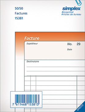 SIMPLEX Factures F A6 15384F orange/blanc 100x2 feuilles