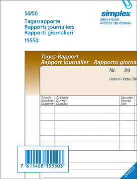 SIMPLEX Rapport journalier D/F/I A6 15551 brun/blanc 100x2 feuilles