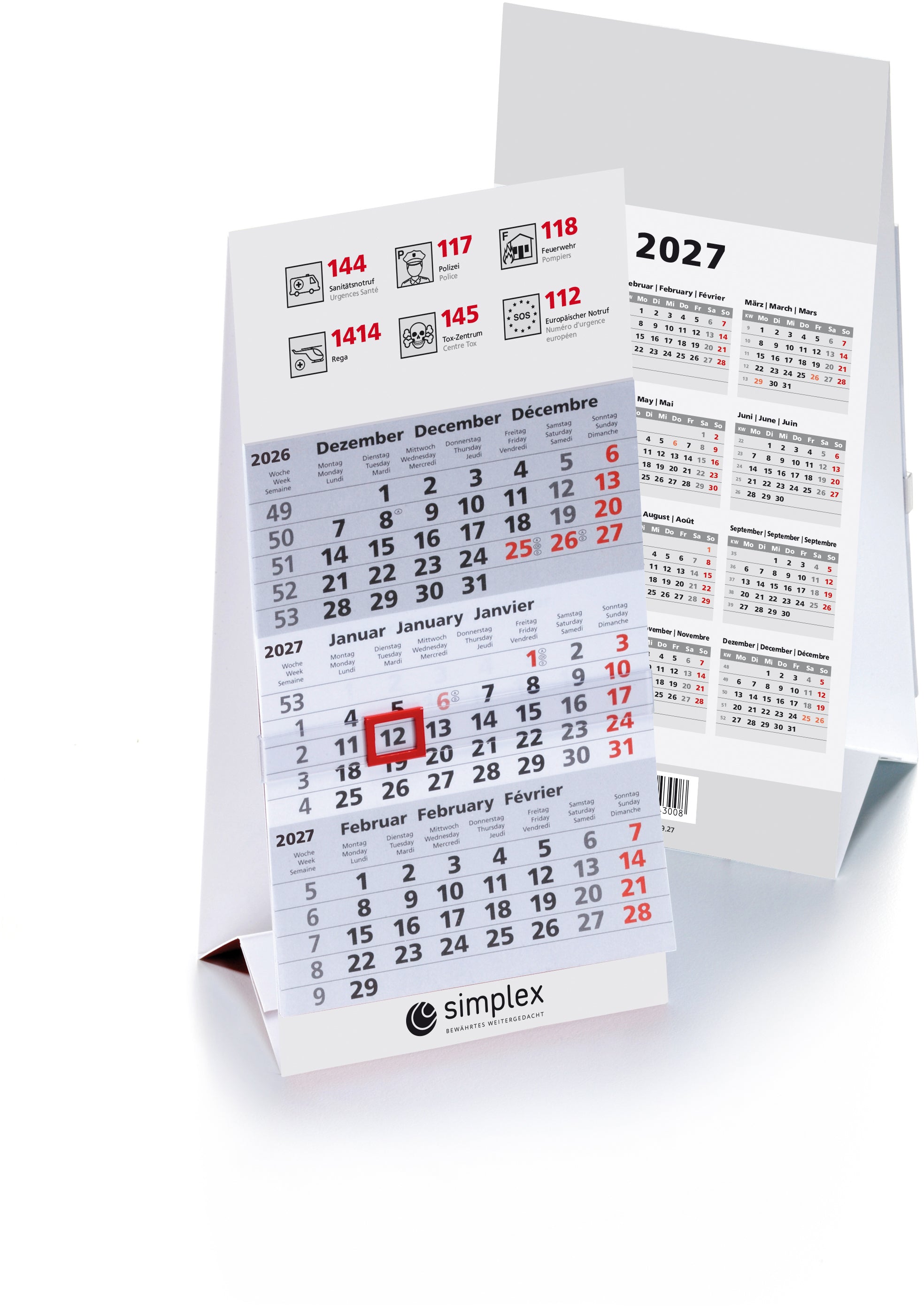 SIMPLEX   Cal. de table 3 mois      2027