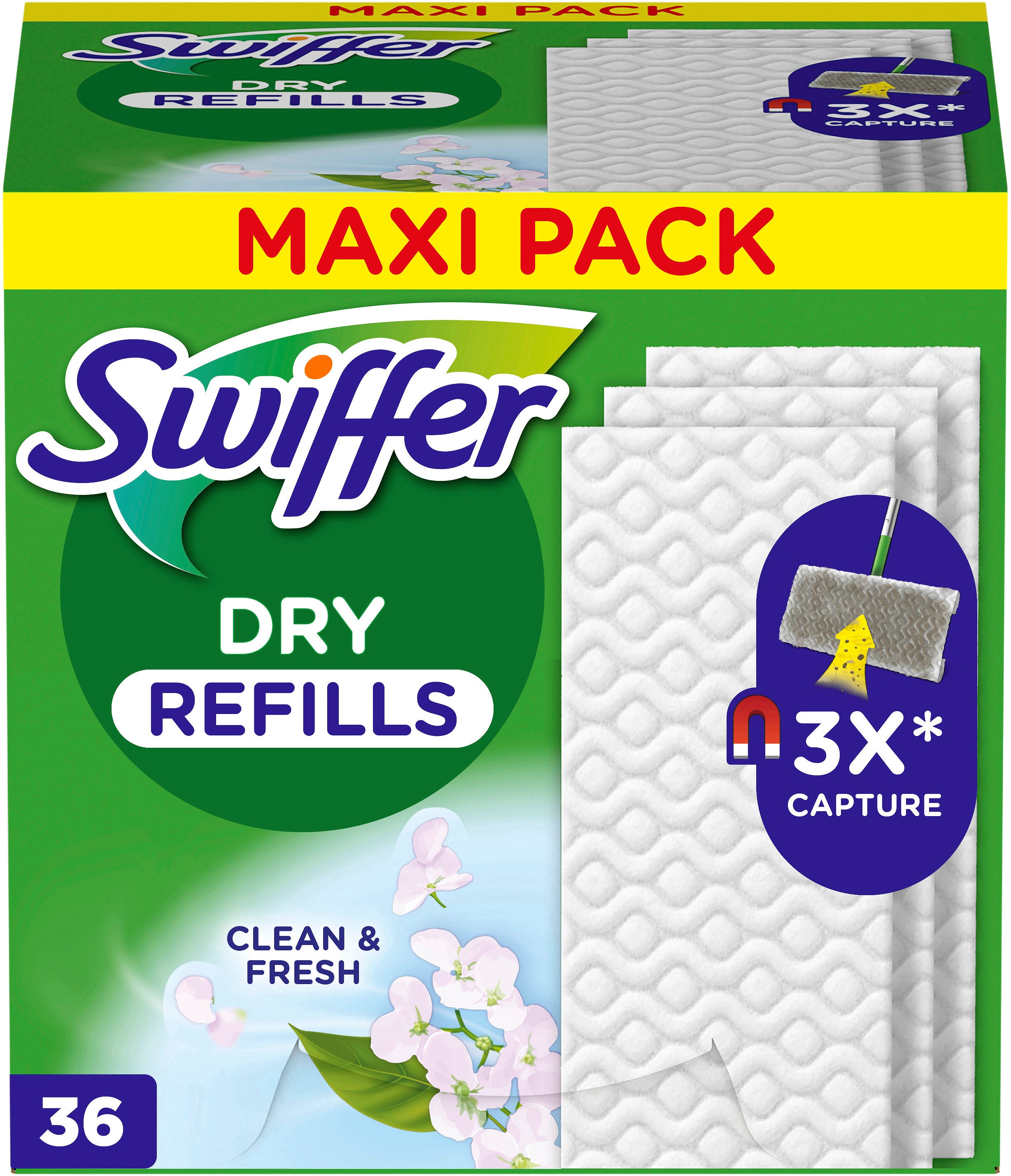 SWIFFER Lingettes à sec Refill 972093 Clean and Fresh 36 lingettes