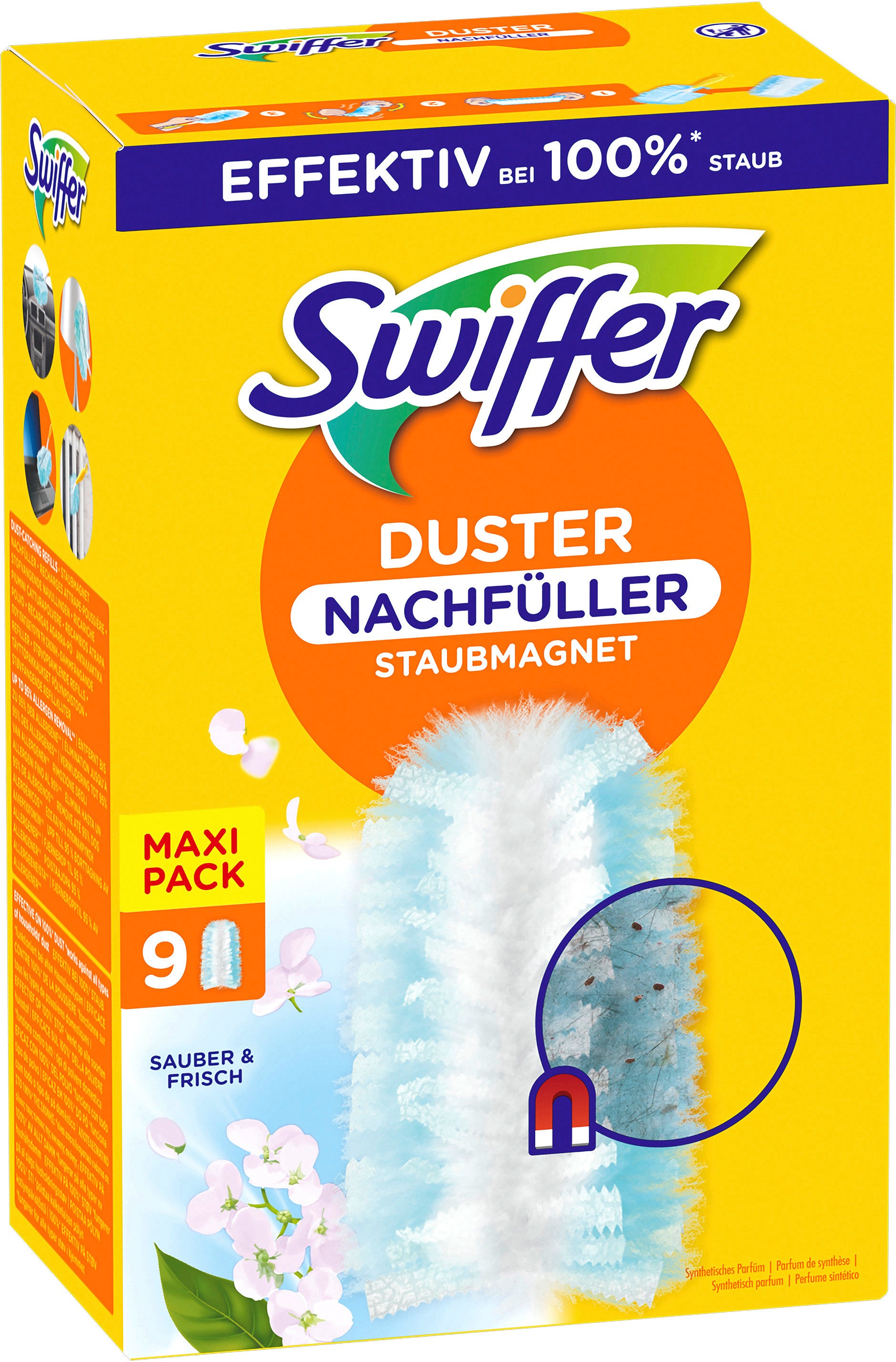 SWIFFER Aimant à poussière Duster 972100 Clean and Fresh 9 lingettes
