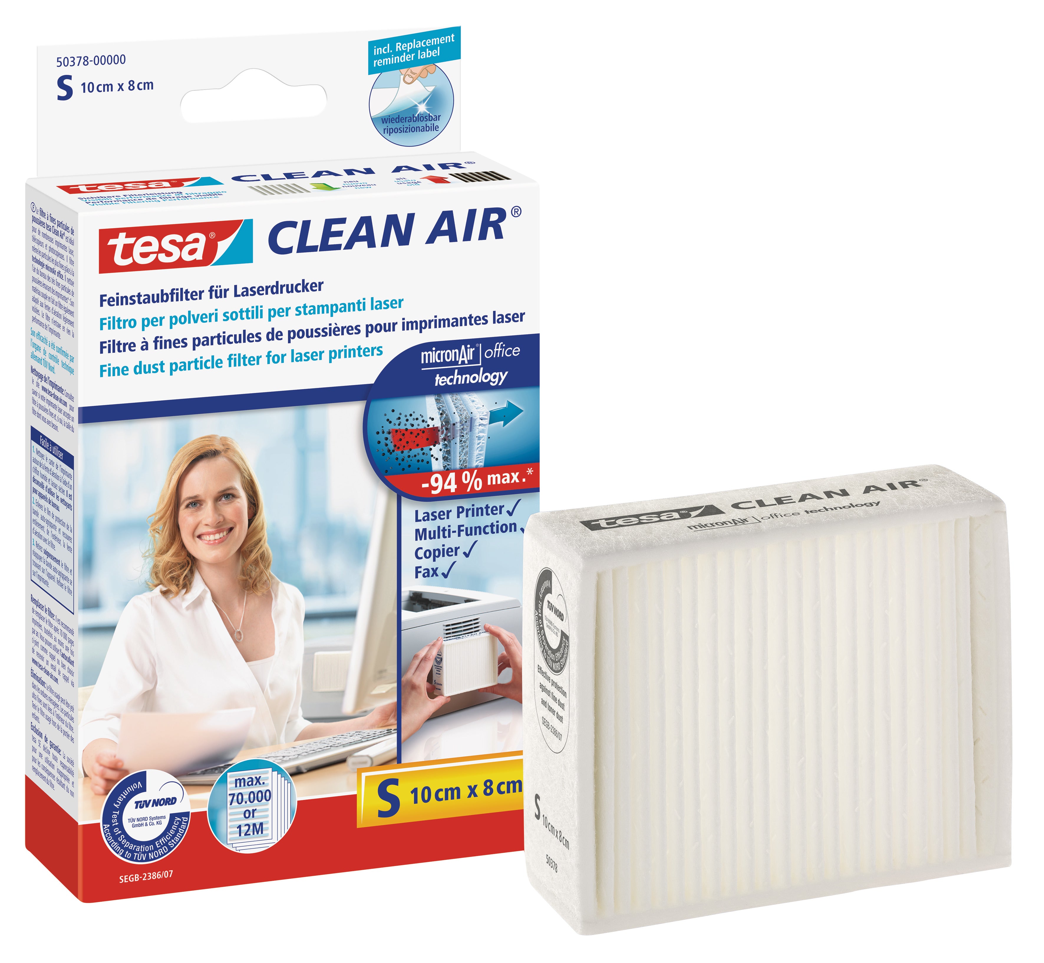 TESA Filtre poussière 503780000 Air S, 10x8cm