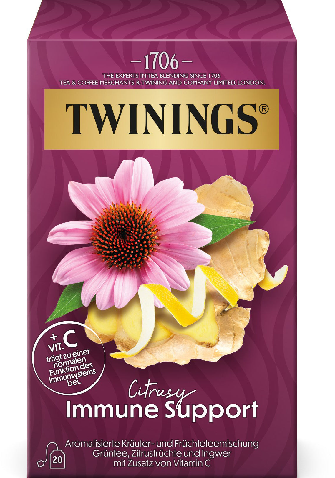 TWININGS Citrusy Soutien immunitaire 100017911 Sachets 2g, 20 pcs.
