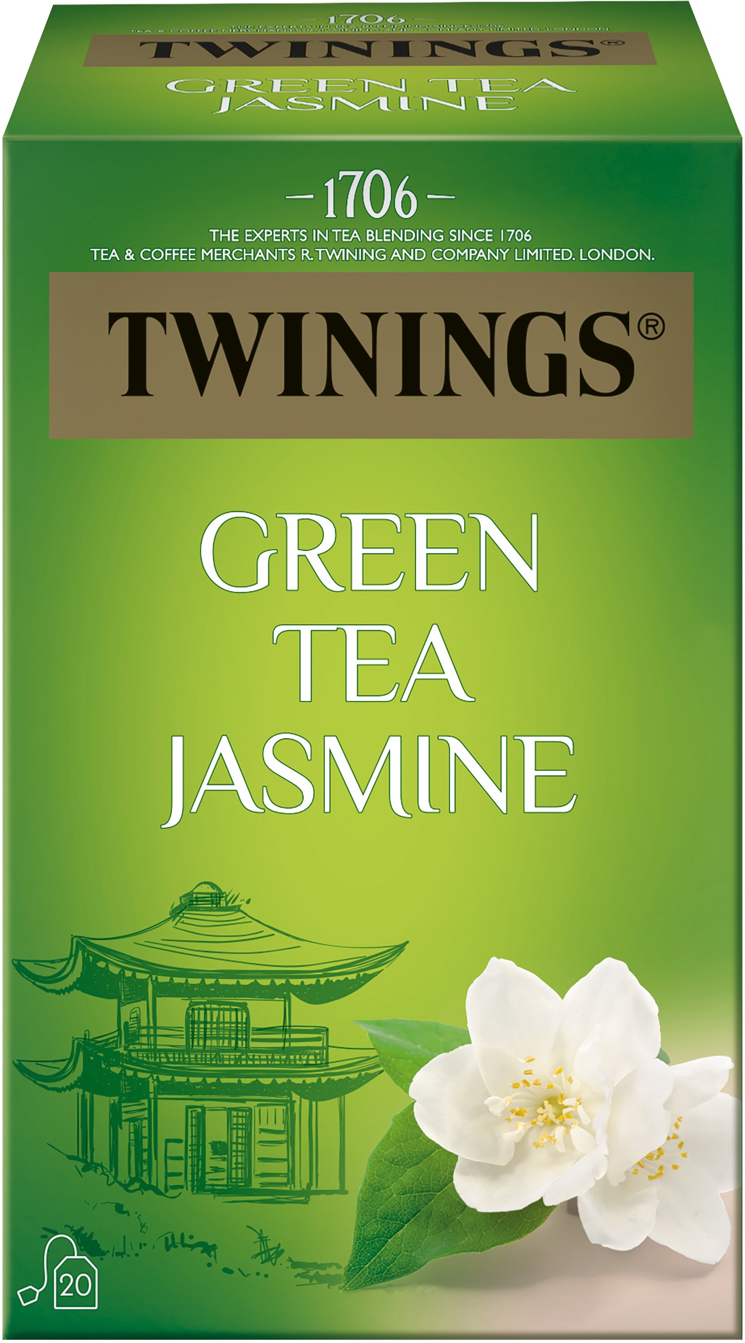 TWININGS Green Tea Jasmine 100018001 Sachets 1.8g, 20 pcs.