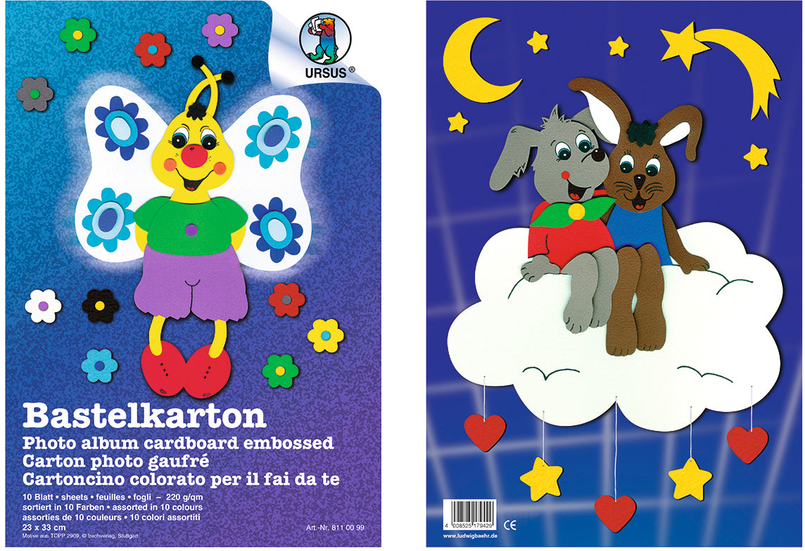URSUS Carton bricolage 23x33cm 8110099 220g, coloré ass. 10 feuilles
