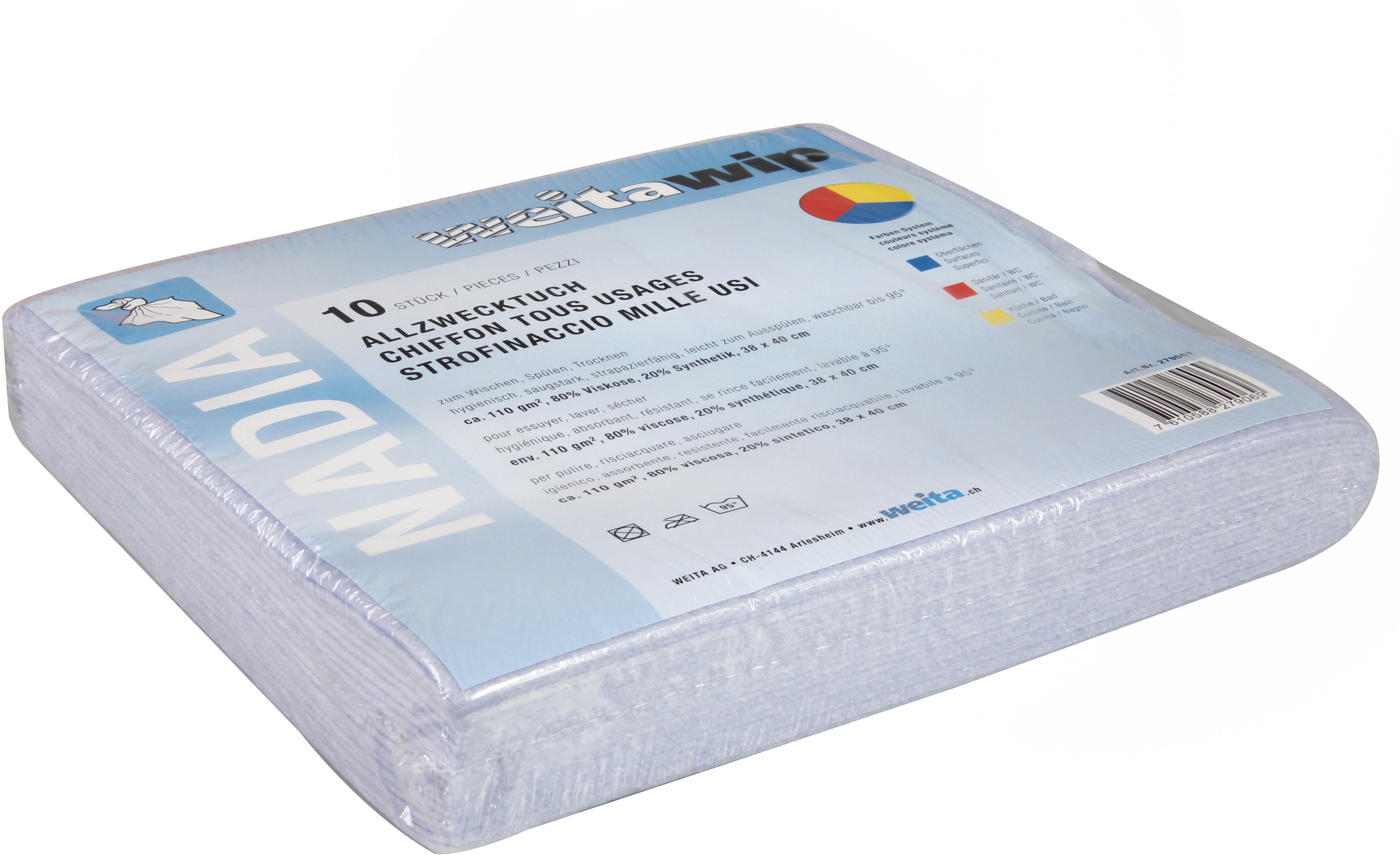 WEITACLEAN Lingettes Nadia 38x40cm 279061 assorti 10 pièces
